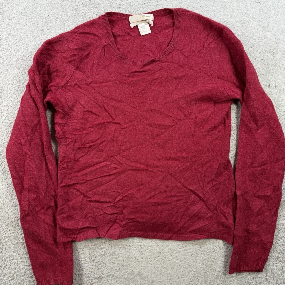 Fiona Sweater Womens Medium Red 100% Cashmere Pullover Lightweight Soft